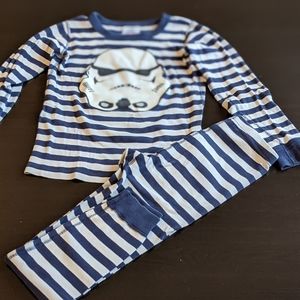 Hanna Andersson Star Wars Storm Trooper White/Blue Stripe Pajama 2 Pc Set US 10